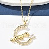 Brass Micro Pave Clear Cubic Zirconia Pendant Necklaces for Women NJEW-S449-01B-G-2