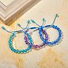 3Pcs Round Synthetic Moonstone Braided Bead Bracelets BJEW-SW00061-02-2