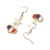 Handmade Glass Seed Beaded Heart Pendants Dangle Earrings EJEW-MZ00414-4