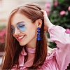 ANATTASOUL 4 Pairs 4 Colors Glass Heart Dangle Stud Earrings EJEW-AN0004-56-5