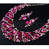 Alloy Rhinestone Pendant Necklaces & Teardrop Stud Dangle Earring Sets for Women WG99E9F-01-3