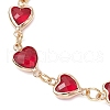 3Pcs 3 Colors 304 Stainless Steel & Glass Heart Link Bracelet Sets BJEW-JB10865-4