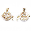 Brass Micro Pave Clear Cubic Zirconia Pendants ZIRC-N039-187-NF-2