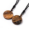 Natural Tiger Eye Triskele/Triskelion Pendant Necklace with Nylon Cord for Women NJEW-E091-01C-1