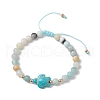 Natural Flower Amazonite Round Beaded Braided Bead Bracelets BJEW-JB10692-04-1
