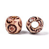 Printed Natural Wood Beads WOOD-N018-07C-2