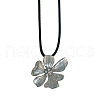 Flower 304 Stainless Steel Micro Pave Clear Cubic Zirconia Pendant Imitation Leather Cord Necklaces FS-WG6686F-02-2