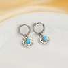 Brass Clear Cubic Zirconia Moon with Sun Hoop Earrings OC2532-3
