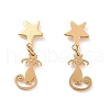 304 Stainless Steel Cat with Star Dangle Stud Earrings for Women EJEW-G328-10-2