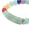 Natural Green Aventurine Rectangle & Mixed Stone Beaded Stretch Bracelet BJEW-JB08981-01-4