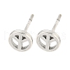 Rack Plated Peace Sign Brass Studs Earrings for Women EJEW-Z048-01P-1