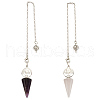 GOMAKERER 2Pcs 2 Styles Natural Amethyst & Rose Quartz Cone Dowsing Pendulum Big Pendants AJEW-GO0002-09B-1