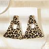 Leopard Print Alloy Dangle Stud Earrings EJEW-K304-01D-G-3