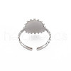 304 Stainless Steel Flat Round with Initial Letter Open Cuff Ring for Men Women RJEW-S405-246P-C-2