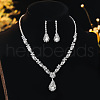 Teardrop Alloy with Rhinestone Pendant Necklace & Stud Earring FS-WG00EC8-04-1