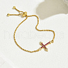 Fashionable European and American Style Brass Cubic Zirconia Cross Slider Bracelets FS4341-1-1