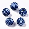 Printed Natural Wooden Beads WOOD-R270-11A-1