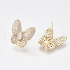 Brass Micro Pave Cubic Zirconia Stud Earring Findings KK-S350-423-2