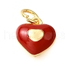 Brass FireBrick Enamel Charms KK-D356-14G-1