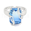 304 Stainless Steel Cubic Zirconia Open Cuff Ring RJEW-S406-05P-04-2