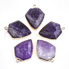 Electroplate Natural Amethyst Pendants G-S344-20B-1