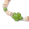 Tortoise Synthetic Turquoise with Natural Freshwater Shell Beads Stretch Bracelets for Men Women BJEW-JB11746-3
