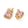 Brass Micro Pave Clear Cubic Zirconia Charms KK-E068-VF220-3