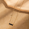 Stainless Steel Full Rhinestone Half Column Pendant Necklaces for Women SE1185-2-1