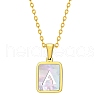 Shell Rectangle Pendant Initial Necklaces PW-WGEBFCF-01-1