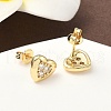 Brass Micro Pave Clear Cubic Zirconia Stud Earrings EJEW-D323-06G-4