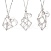 3Pcs 3 Styles 304 Stainless Steel Empty Macrame Pouch Star Moon Pendant Cable Chain Necklace Making NJEW-JN05281-1