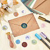Brass Wax Seal Stamps with Rosewood Handle AJEW-WH0412-0249-4