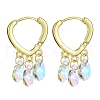 Brass Hoop Earrings with Glass Teardrop Charms EJEW-JE05396-1