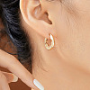 Brass Clear Cubic Zirconia Star Hoop Earrings KD9843-2-2