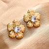 304 Stainless Steel Rhinestone Stud Earrings EJEW-R027-03G-1