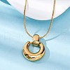 304 Stainless Steel Ring Pendant Snake Chain Necklaces NJEW-U026-06G-3