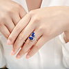 Teardrop Brass Micro Pave Cubic Zirconia Adjustable Cuff Rings for Women FS-WGFBA23-01-3