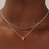 Brass Double Layer Small Letter Pendant Necklaces for Women WG025FC-37-1