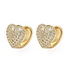 Heart Brass Micro Pave Clear Cubic Zirconia Hoop Earrings EJEW-A132-15G-4