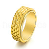 Grooved Feather Stainless Steel Rotating Finger Ring PW-WG72207-13-1