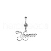 316L Stainless Steel Crystal Rhinestone Customized Letter Dangle Belly Rings FS-WG78412-01-3