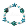 Starfish & Turtle Synthetic Turquoise Dyed Beads Stretch Bracelets for Women BJEW-JB11920-03-2
