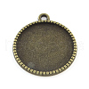 Tibetan Style Alloy Flat Round Pendant Cabochon Settings TIBEP-Q045-068C-AB-NR-1