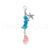 Glass Conch & Alloy Starfish Pendant Decorations HJEW-JM03217-4