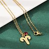 304 Stainless Steel Glass Drill Birth Stone Constellation Pendant Necklaces STAS-D305-08G-A-1