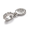 Brass Micro Pave Clear Cubic Zirconia European Dangle Charms ZIRC-H119-03P-3