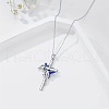 Cross with Bird Alloy Enamel Pendant Necklaces & Dangle Earrings Sets FS-WG79AEB-02-3