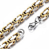 Ion Plating(IP) Two Tone 201 Stainless Steel Byzantine Chain Bracelet for Men Women BJEW-S057-91-3