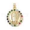 Brass Clear Cubic Zirconia Pendants KK-Z050-15G-02-1