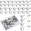 SOFPLATE 80Pcs 4 Style Flat Round 304 Stainless Steel Earring Settings STAS-SP0001-60-1